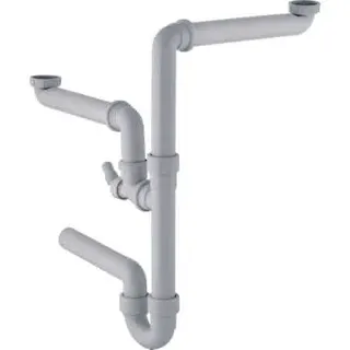 Geberit Spültisch-Ablauf für 2 Becken 11/2"x40mm Raumsparmodell 152.886.11.1 – Bild 2