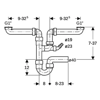Geberit Spültisch-Ablauf für 2 Becken 11/2"x40mm Raumsparmodell 152.886.11.1 – Bild 4