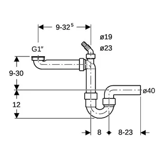 Geberit Spültisch-Ablauf für 1 Becken 11/2"x40mm Raumsparmodell 152.885.11.1 – Bild 4