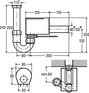 Viega Röhrengeruchverschluss Sperrfix, 4995.1 in G1 1/2 x 50x170mm Kunststoff – Bild 4