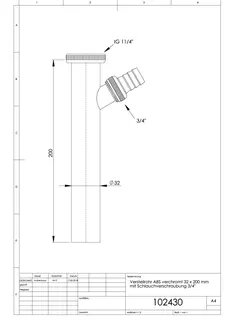 Verstellrohr 32x200mm m.Schlauchv.3/4" ABS verchromt 102430 – Bild 2