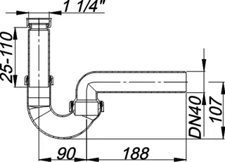Röhren-Siphon 100/0, 1 1/4" x DN 40 – Bild 4