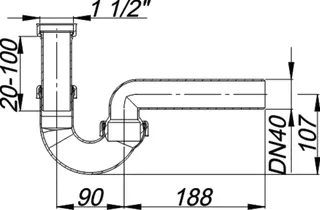 Röhren-Siphon 100/0, 1 1/2" x DN 40 – Bild 4
