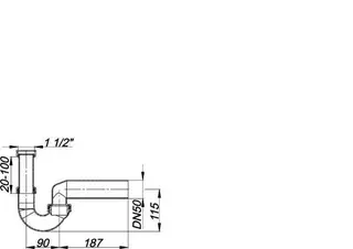 Röhren-Siphon 100/0, 1 1/2" x DN 40/DN 50 – Bild 3