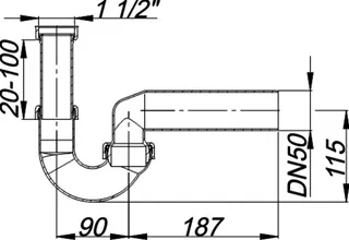Röhren-Siphon 100/0, 1 1/2" x DN 40/DN 50 – Bild 4