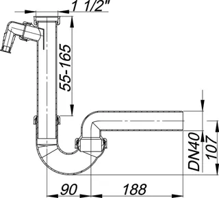 Röhren-Siphon 100/1, 1 1/2" x DN 40 – Bild 3