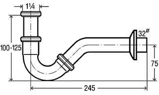 sanibel-Bidet-Röhrensiphon DN 32 (11/4") verchromt – Bild 2