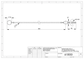 Kettenhalter mit Gewindestift und Kugelkette d.3,6mm 30cm lang – Bild 2