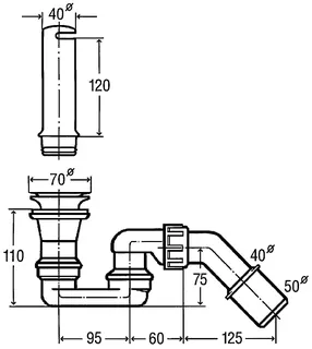 sanibel-Standrohrventil mit Siphon für 52mm Ablaufloch Nr. 6931.4SB verchromt – Bild 2