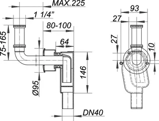 Wandeinbau-Siphon 300 CR, 1 1/4" x DN 40 – Bild 3