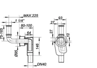 Wandeinbau-Siphon 300 CR, 1 1/4" x DN 40 – Bild 4