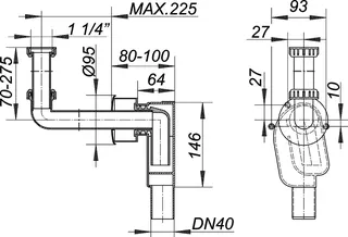 Wandeinbau-Siphon 300 KS, 1 1/4" x DN 40 – Bild 4