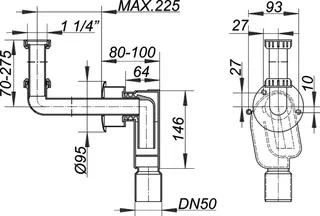 Wandeinbau-Siphon 300 KS, 1 1/4" x DN 50 – Bild 3