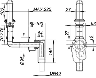 Wandeinbau-Siphon 300 PC KS, DN 40 – Bild 4