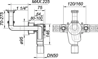 Wandeinbau-Siphon 310 KS, 1 1/4" x DN 50 – Bild 4