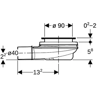 Geberit Duschwannen-Ablauf d90 150.580 Sperrwasserhöhe 30 mm d40 PP ohne Deckel – Bild 4