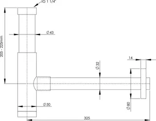 sanibel-Designsiphon rund DN32 (11/4") Tauchrohr gesteckt verchromt – Bild 2