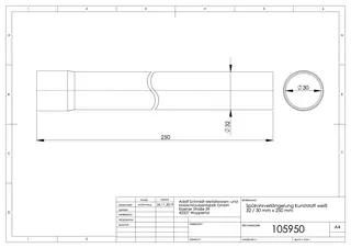 Spülrohrverlängerung 32/30mmx250mm lang Kunststoff für Druckspüler 1" – Bild 2