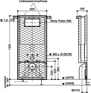 Meroblock-Universal-WC-Mono Typ 1100 mit Geberit UP-Spülkasten, WC/3-12-21