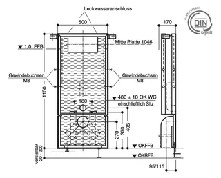Meroblock-WC-Mono 33-12-21 "behinderten- gerecht" (m.MRA,Geberit Spk.,HDPE Bog.)
