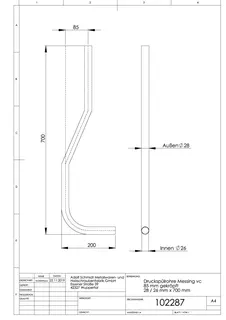 Spülrohr 28 mm, verchromt, 700 mm lang, 85 mm gekröpft – Bild 2