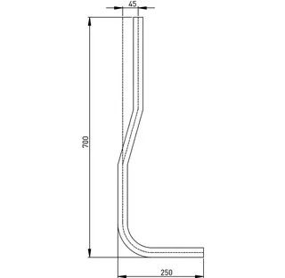 Kunststoff-Spülrohr 45mm gekröpft weiß f.Druckspüler 3/4" 28/26mm x 700mm lang – Bild 2