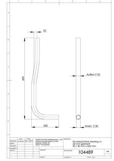 Spülrohr 32 mm, verchromt, 600 mm lang, 45 mm gekröpft – Bild 2