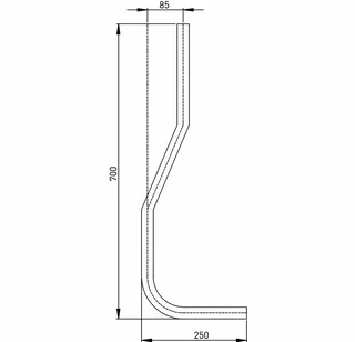 Kunststoff-Spülrohr 85mm gekröpft weiß f.Druckspüler 3/4" 28/26mm x 700mm lang – Bild 2
