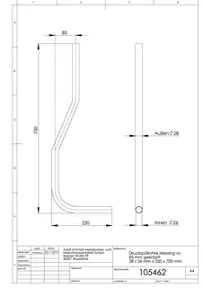 Spülrohr verchromt 28/26mm x 250mm 700mm lang f.Druckspüler 3/4" – Bild 2