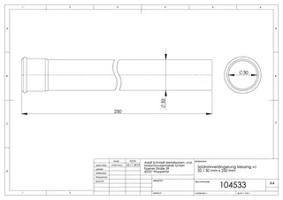 Spülrohrverlängerung verchromt 32/30mm 250mm lang für Druckspüler 1" – Bild 2