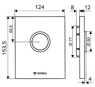 sanibel-Betätigungsplatte A17 zu Wand- einbau-WC-Druckspüler Kunststoff verchr. – Bild 2