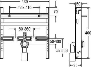 Viega Modul / Waschtisch Steptec 8055.4 in 430mm Stahl verzinkt – Bild 4
