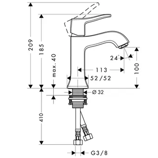 Hansgrohe Metris Classic Einhebel-Waschtischmischer ohne Ablaufgarnitur – Bild 2