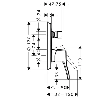 Hansgrohe Metris Classic Einhebel-Wannenmischer Unterputz – Bild 2