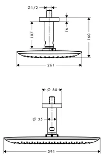 Hansgrohe PuraVida Kopfbrause 400 mm mit Deckenanschluss 100 mm – Bild 2