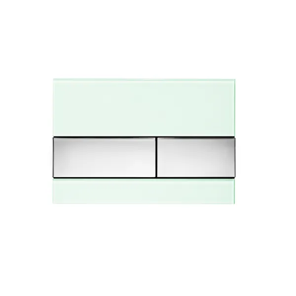 TECE Square WC Betätigungsplatte Glas grün, Tasten Chrom glänzend