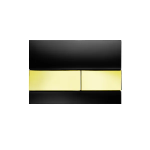 TECE Square WC Betätigungsplatte Glas schwarz, Tasten gold