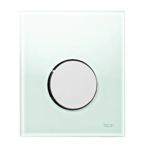 TECE Loop Urinalbetätigung mit Kartusche Glas grün, Taste Chrom glä.