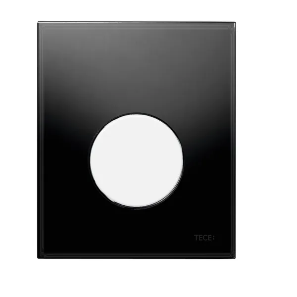 TECE Loop Urinalbetätigung mit Kartusche Glas schwarz, Taste weiß