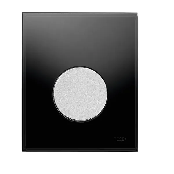 TECE Loop Urinalbetätigung mit Kartusche Glas schwarz, Taste Chrom matt