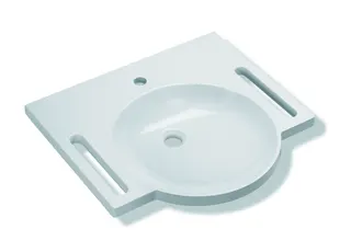 HEWI Waschtisch mit Griffmulden, 600 x 550mm, o. Überlauf, 1 Hahnloch