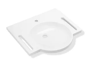 HEWI Waschtisch mit Griffmulden, 600 x 550mm, o. Überlauf, 1 Hahnloch – Bild 2