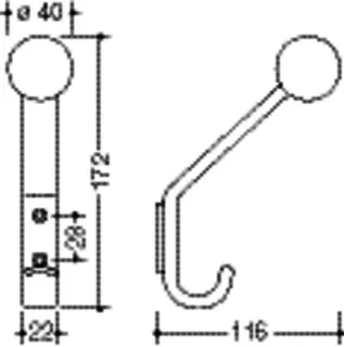 HEWI Garderobenhaken Ser 477, H:174mm, m. Kugel, T:117mm felsgrau – Bild 5