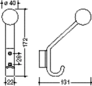HEWI Garderobenhaken Ser 477, H:174mm, m. Kugel, T:132mm rubinrot – Bild 5