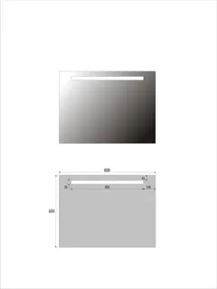 sanibel Leuchtspiegel LED-1 GO A16 Lichtstreifen oben 800x600mm (BxH)