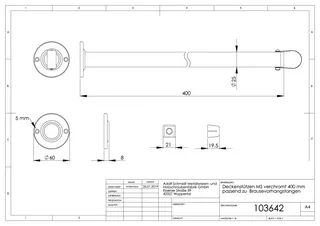 Deckenstütze MC komplett 40cm mit Rohrschelle und Rosette fest – Bild 2