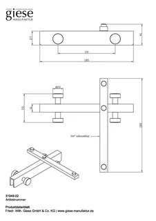 Giese Hakenleiste 4-tlg. schwenkbarer Halter – Bild 3