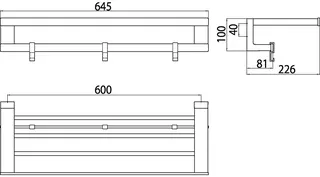 Emco Badetuchablage loft 00160 m. 3 Haken 600 mm chr – Bild 3