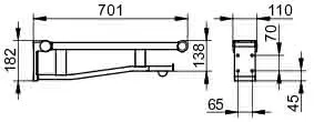 Keuco SK-Griff WC Plan Care 34903, mit WC-PH, verchromt/schwarzgrau, 700 mm – Bild 2