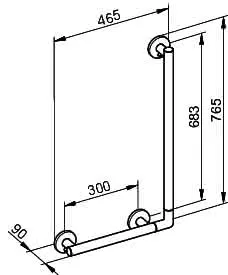 Keuco Winkelgriff Plan Care 34906, 90 Gr re/li, silber-eloxiert, 465/765 mm – Bild 2